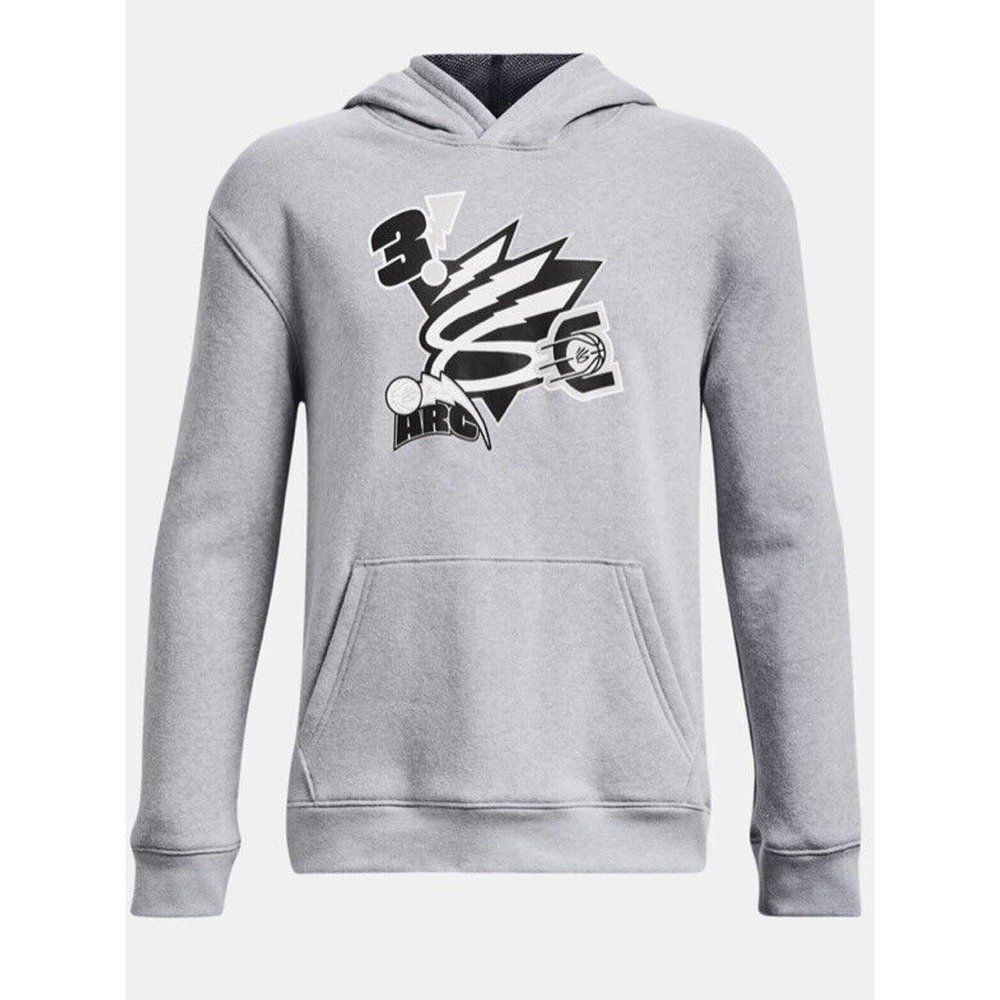 NWTS Youth Boys Under Armour UA Curry Big Splash Gray Basketball Hoodie XL
